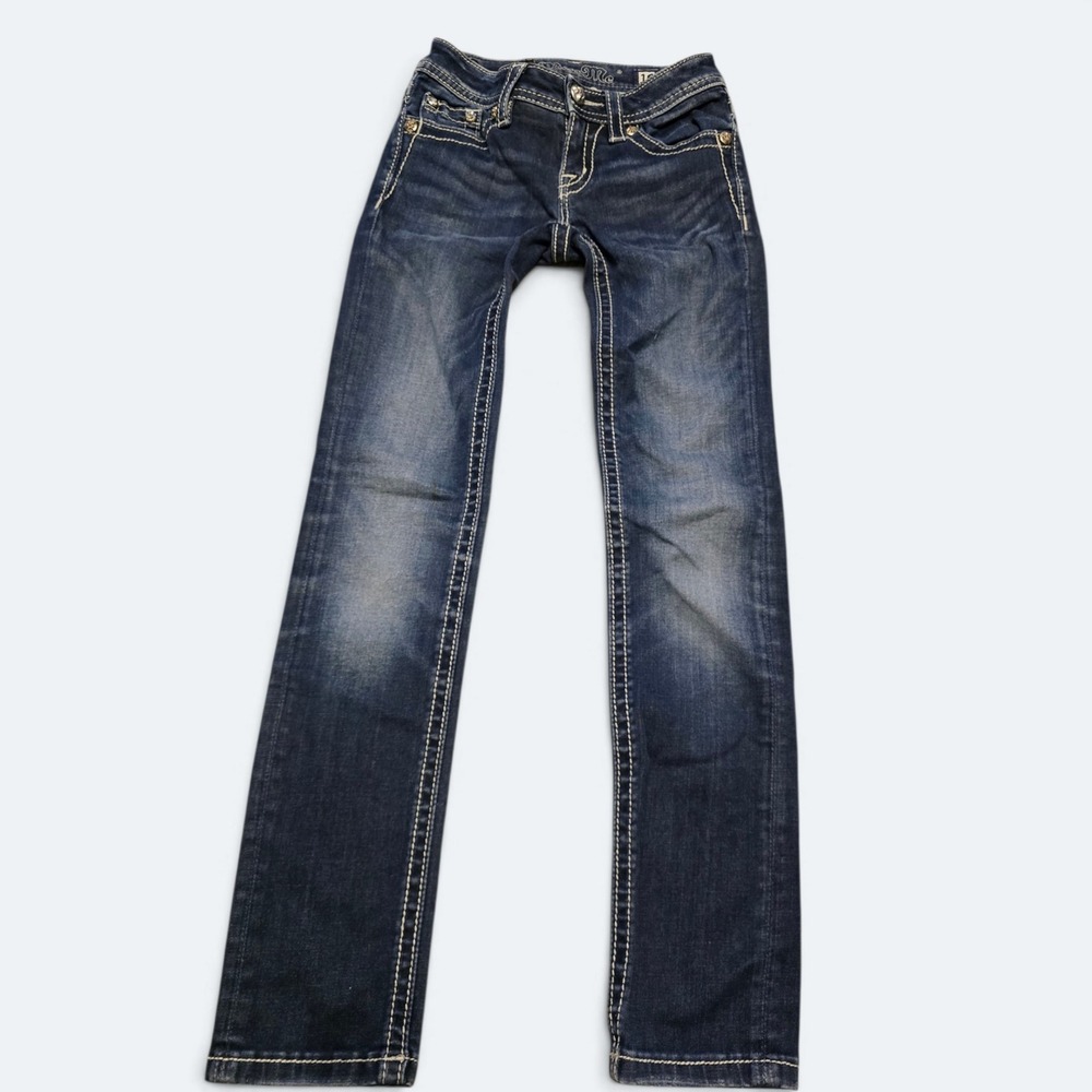 Miss Me Girls Size 10 Skinny Jeans Dark Wash Embellished Flap Pocket KE8187S